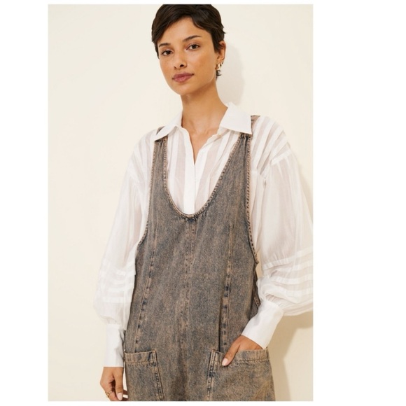 Free People We The Free High Roller Denim Jumpsuit - Picture 1 of 15